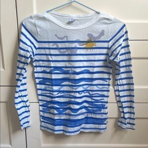 Petit Bateau Blue and White Striped Long Sleeve Tee